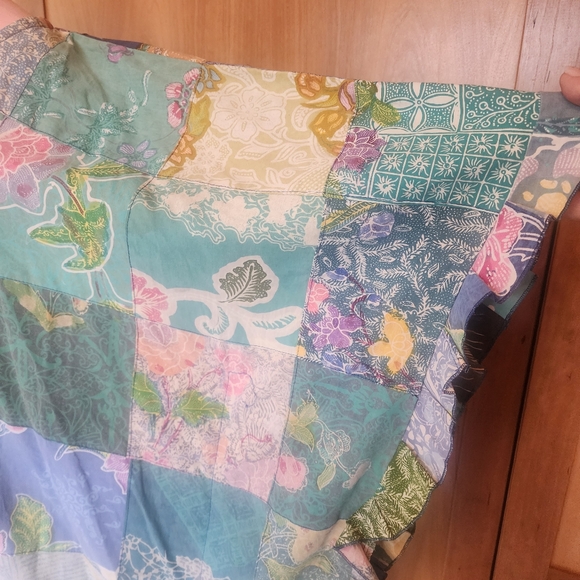 Ruffled Patchwork Poncho, Blue Story - Picture 5 of 9